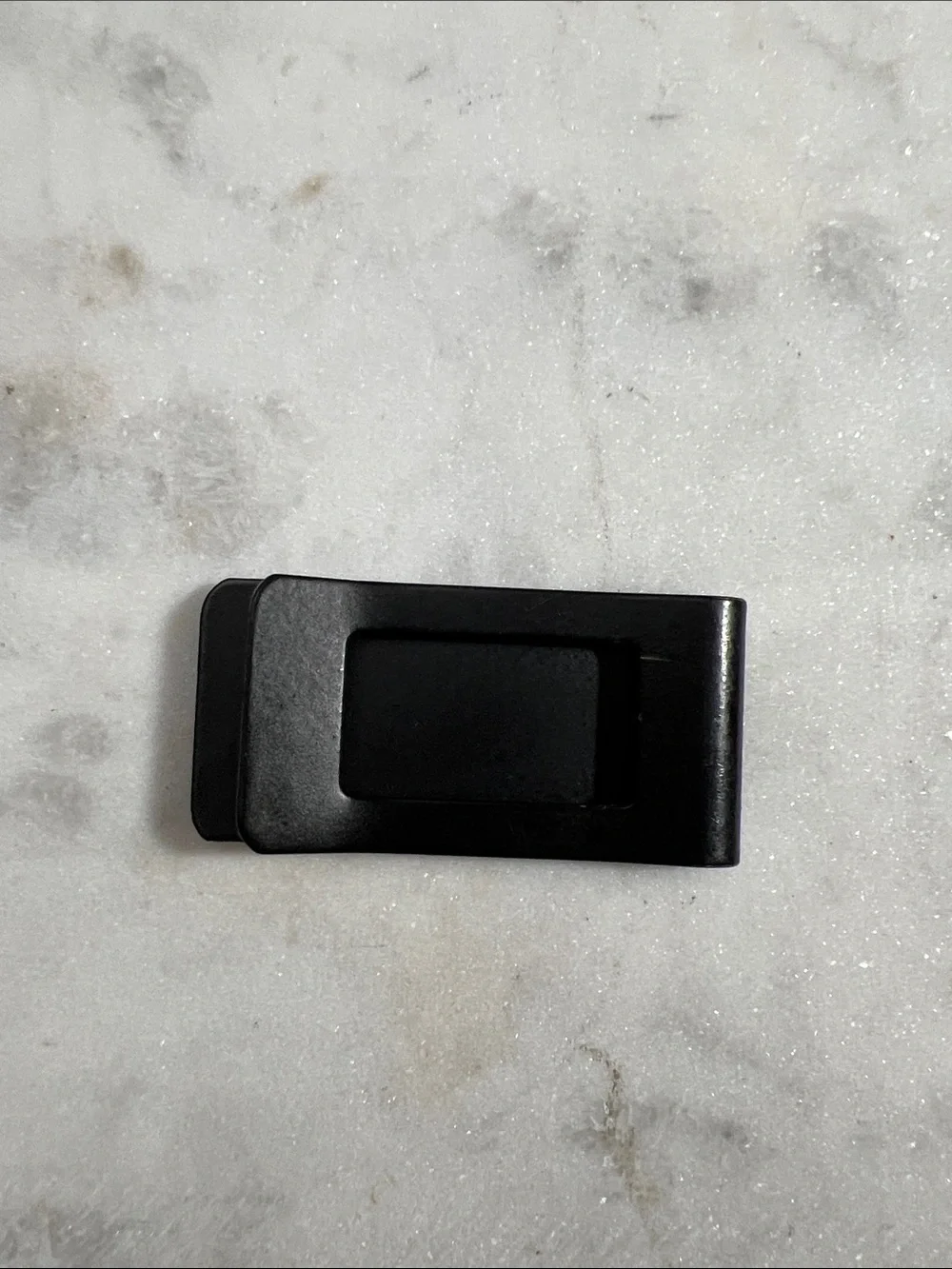 Vintage Black Metal Money Clip with Gold Tone Leaf Accent